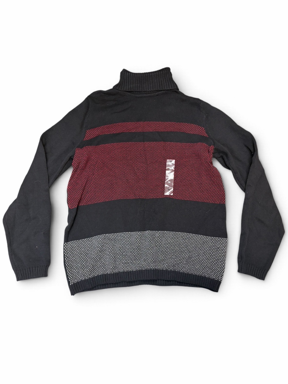 Karen Scott Black, Burgundy & Gray Colorblock Turtleneck Sweater